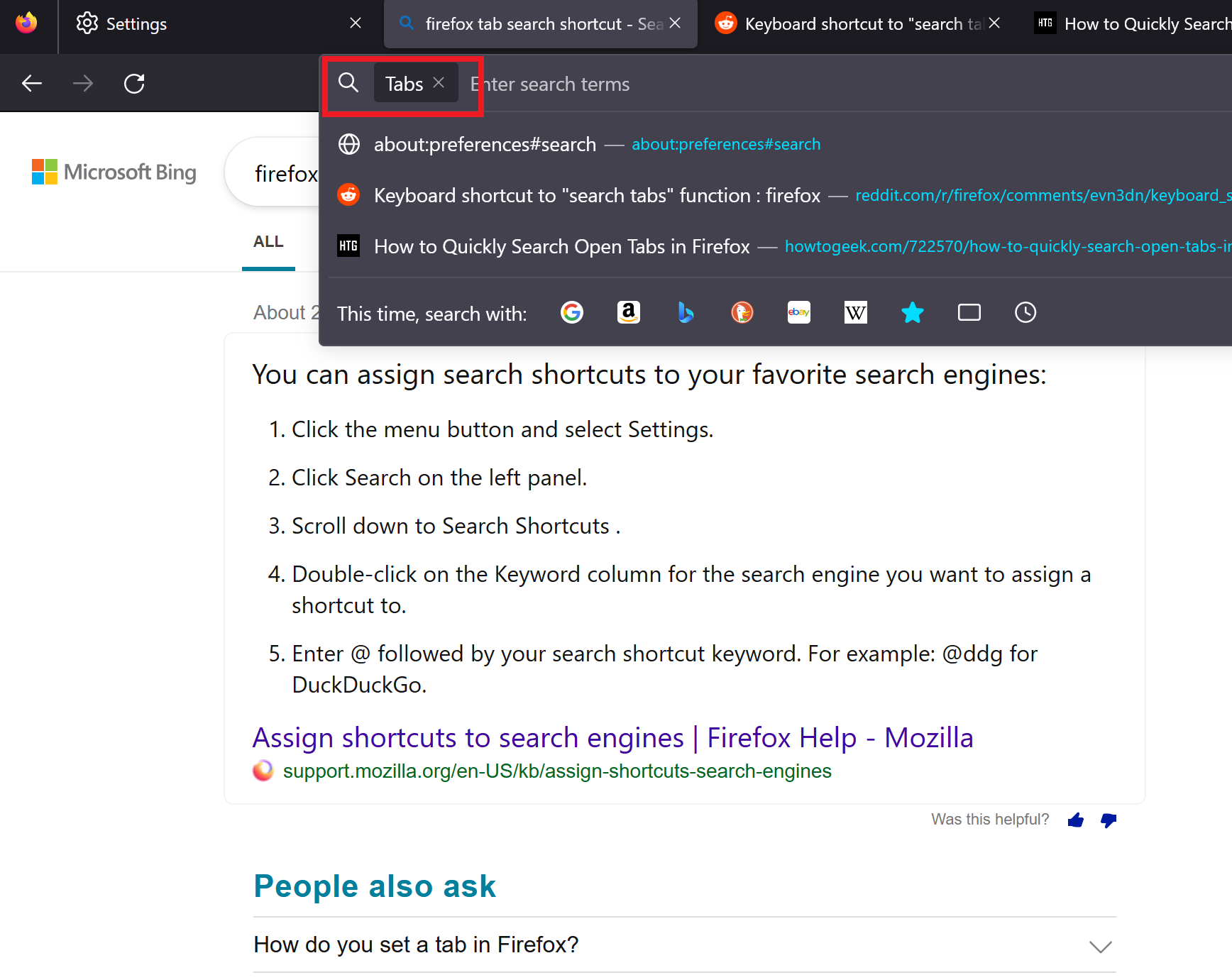 Firefox tab search