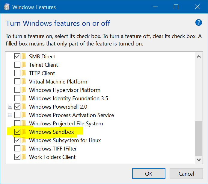 Enable Windows Sandbox
